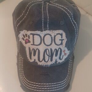 Kbethos Vintage Dog Mom Grey/Creme Cute Distressed w/Paw Cap Baseball Hat